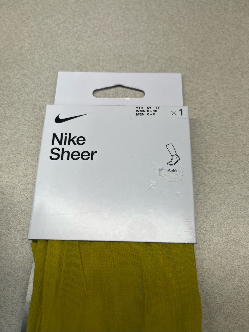 Nike Sheer Socks in Olive Yellow - Picture 2 of 8